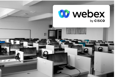 Office cubicles with webex logo