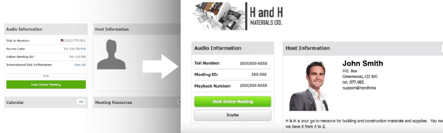 Two different pictures of the free conference call application