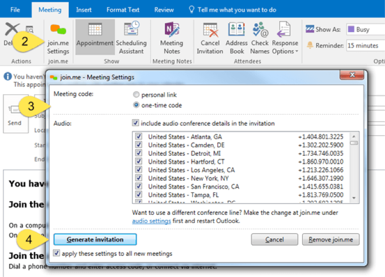 Meeting Settings on outlook